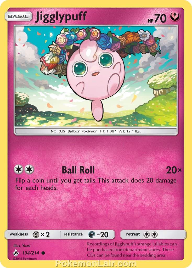 2019 Pokemon Trading Card Game Unbroken Bonds Price List – 134 Jigglypuff