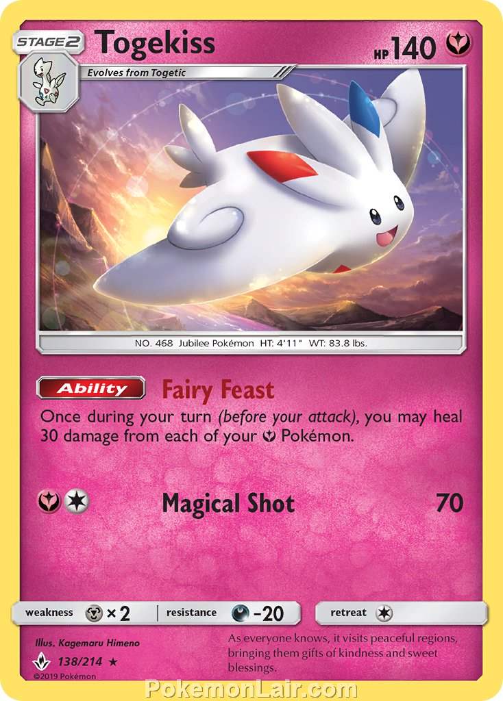 2019 Pokemon Trading Card Game Unbroken Bonds Price List – 138 Togekiss