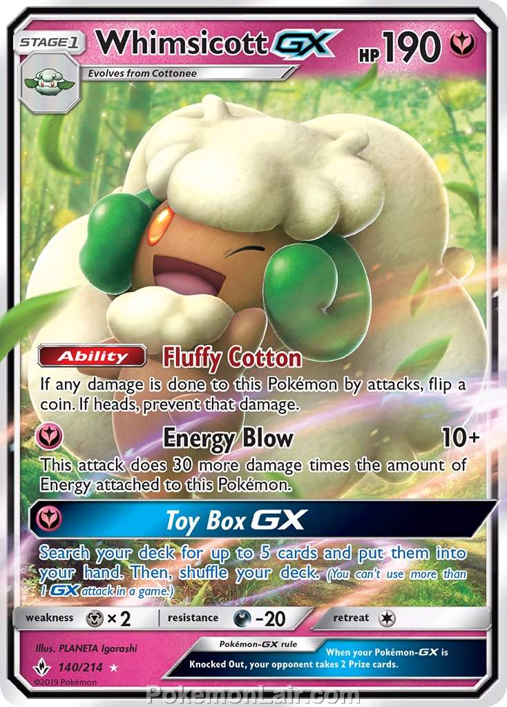 2019 Pokemon Trading Card Game Unbroken Bonds Price List – 140 Whimsicott GX