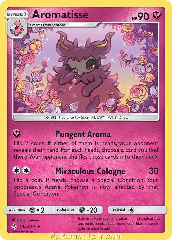 2019 Pokemon Trading Card Game Unbroken Bonds Price List – 142 Aromatisse