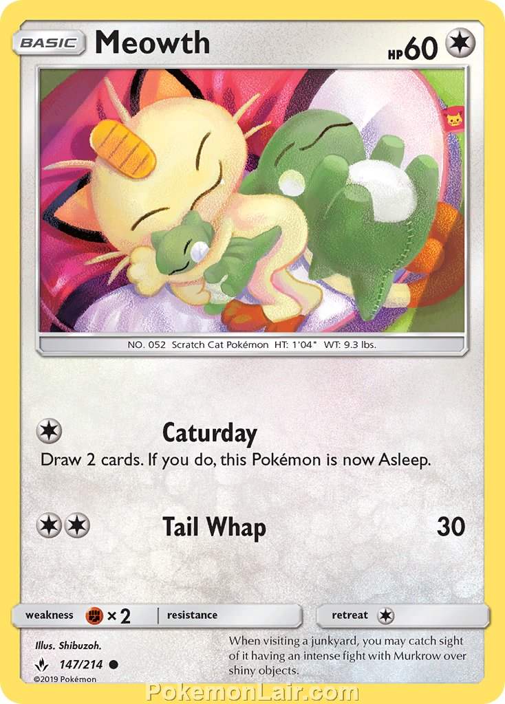 2019 Pokemon Trading Card Game Unbroken Bonds Price List – 147 Meowth