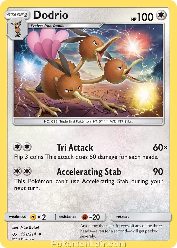 2019 Pokemon Trading Card Game Unbroken Bonds Price List – 151 Dodrio