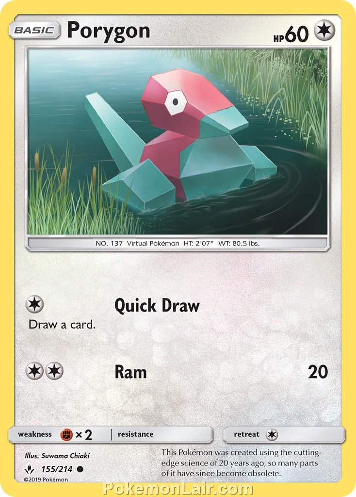 2019 Pokemon Trading Card Game Unbroken Bonds Price List – 155 Porygon