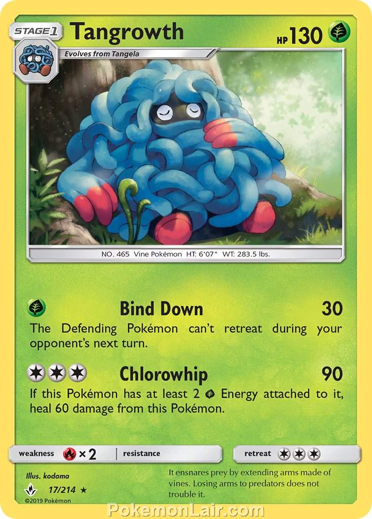 2019 Pokemon Trading Card Game Unbroken Bonds Price List – 17 Tangrowth