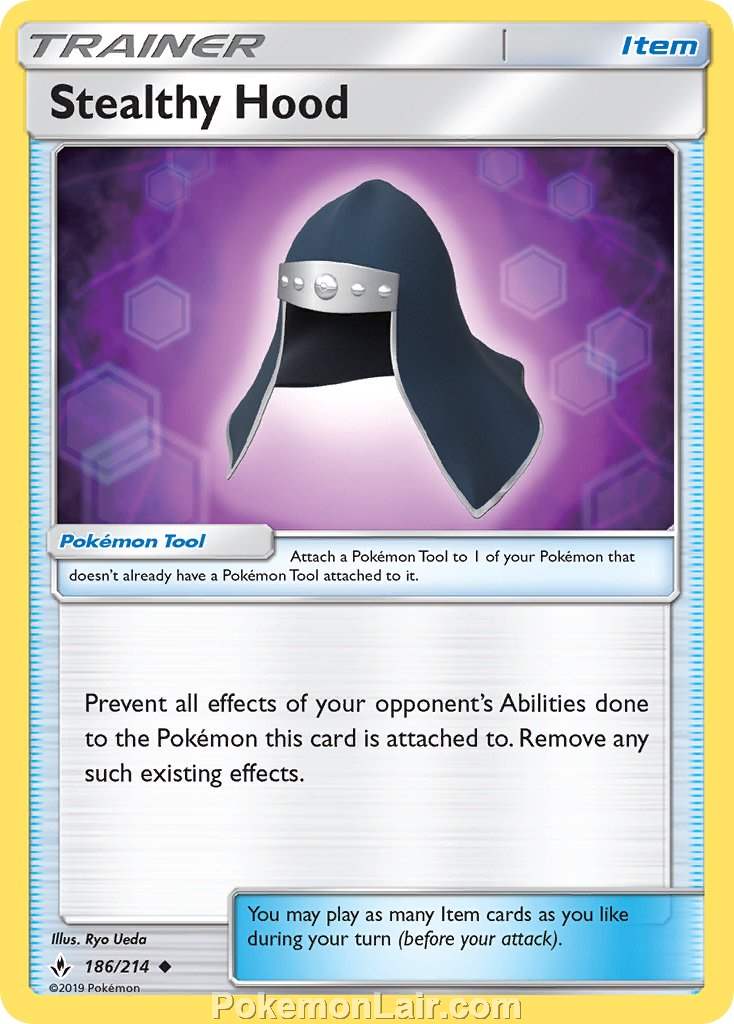 2019 Pokemon Trading Card Game Unbroken Bonds Price List – 186 Stealthy Hood