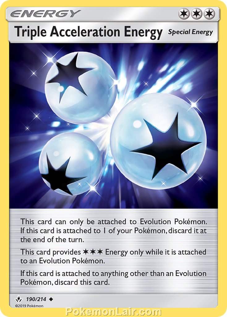 2019 Pokemon Trading Card Game Unbroken Bonds Price List – 190 Triple Acceleration Energy