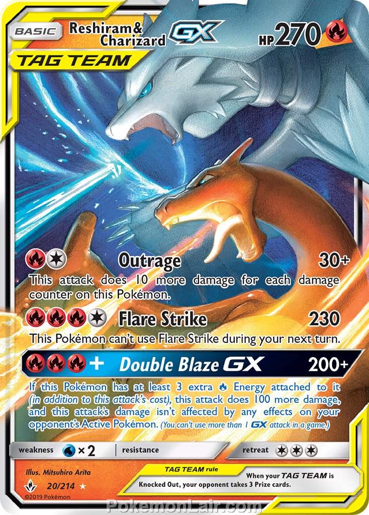 2019 Pokemon Trading Card Game Unbroken Bonds Price List – 20 Reshiram Charizard GX