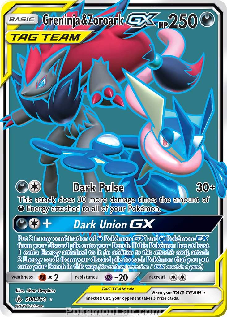 2019 Pokemon Trading Card Game Unbroken Bonds Price List – 200 Greninja Zoroark GX