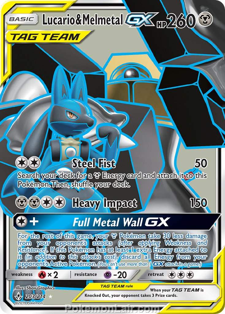 2019 Pokemon Trading Card Game Unbroken Bonds Price List – 203 Lucario Melmetal GX