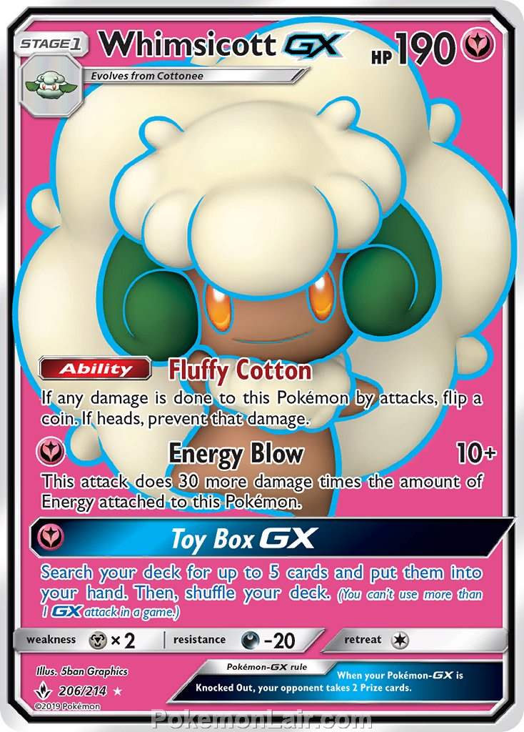 2019 Pokemon Trading Card Game Unbroken Bonds Price List – 206 Whimsicott GX