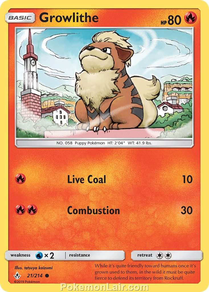 2019 Pokemon Trading Card Game Unbroken Bonds Price List – 21 Growlithe