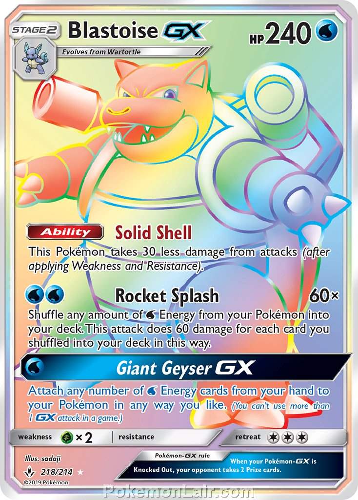 2019 Pokemon Trading Card Game Unbroken Bonds Price List – 218 Blastoise GX