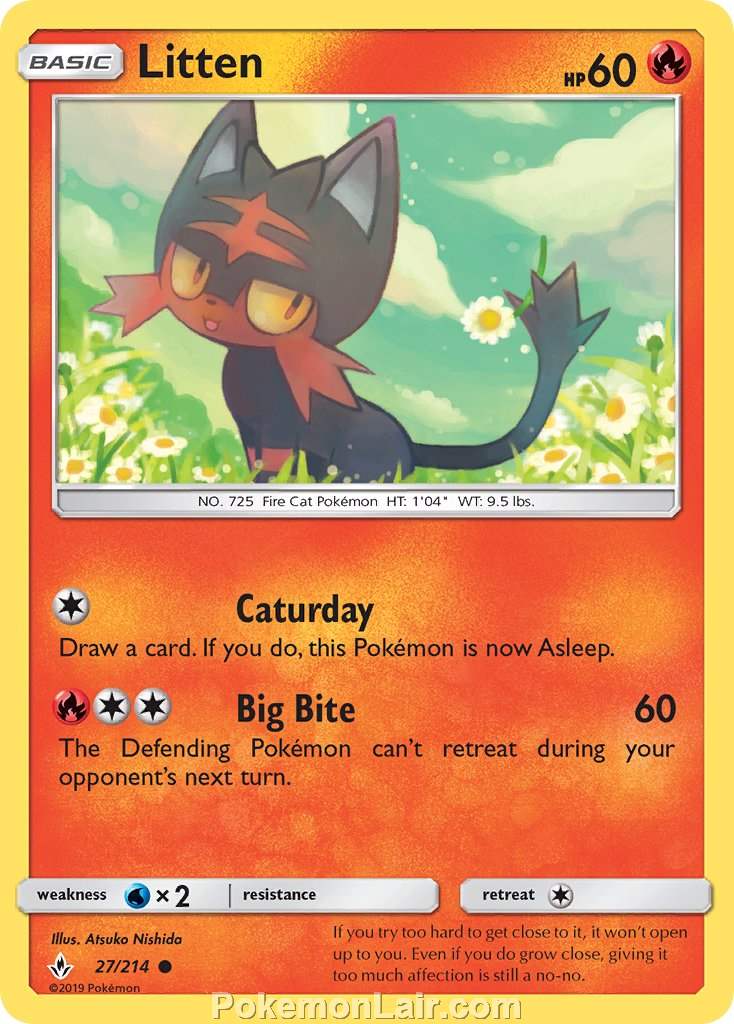 2019 Pokemon Trading Card Game Unbroken Bonds Price List – 27 Litten