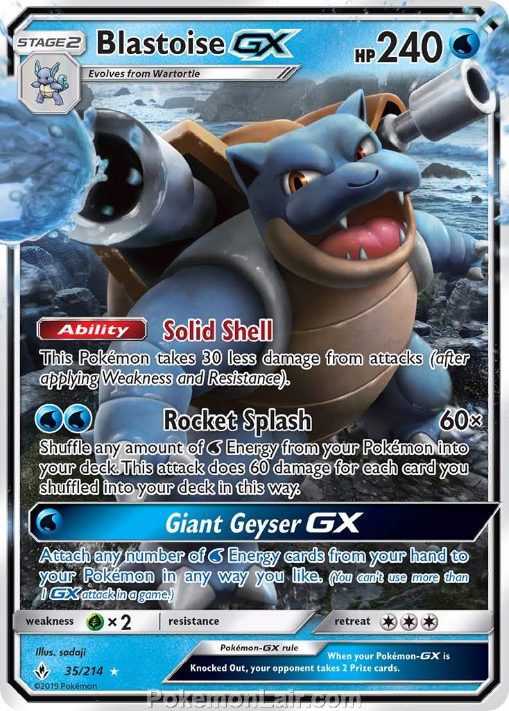 2019 Pokemon Trading Card Game Unbroken Bonds Price List – 35 Blastoise GX