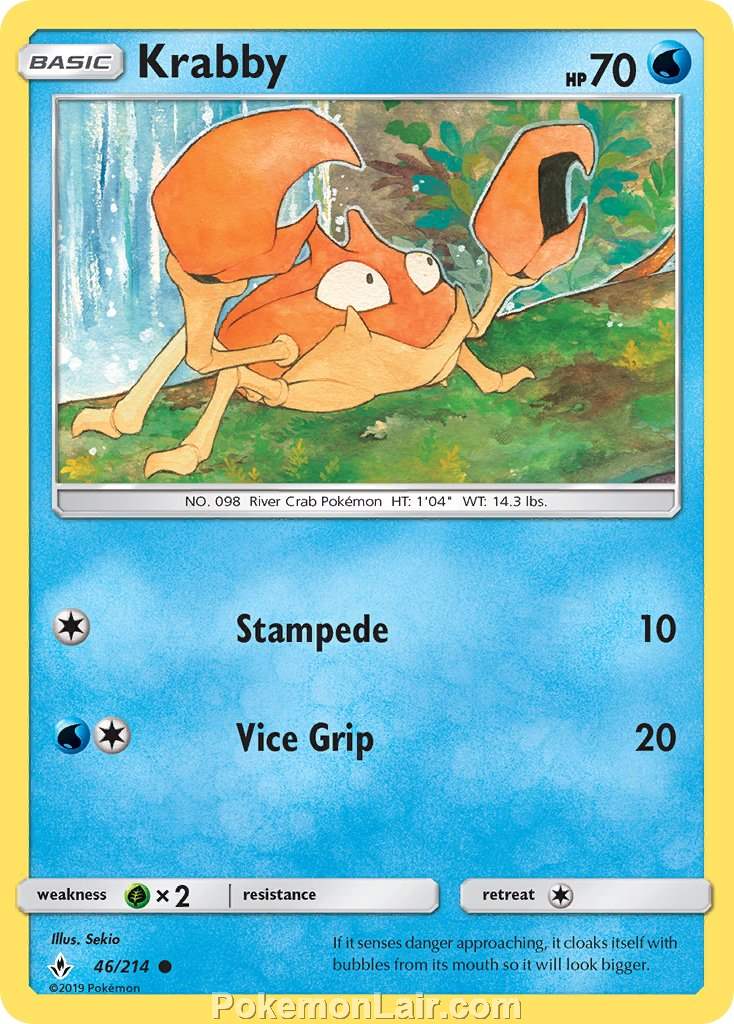 2019 Pokemon Trading Card Game Unbroken Bonds Price List – 46 Krabby