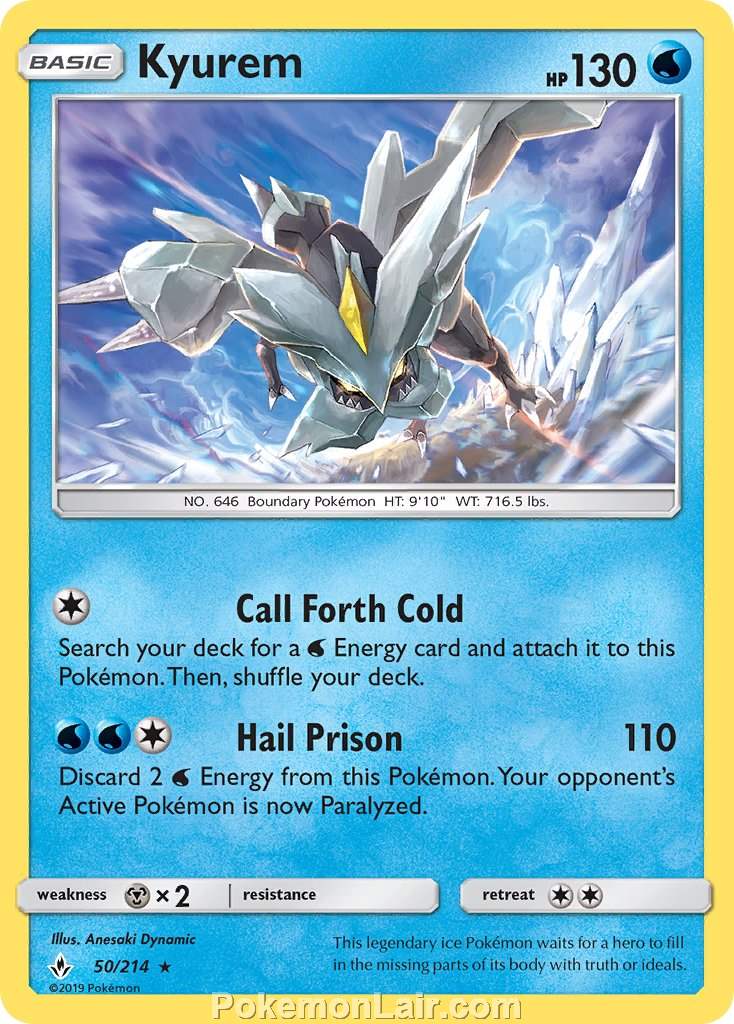 2019 Pokemon Trading Card Game Unbroken Bonds Price List – 50 Kyurem