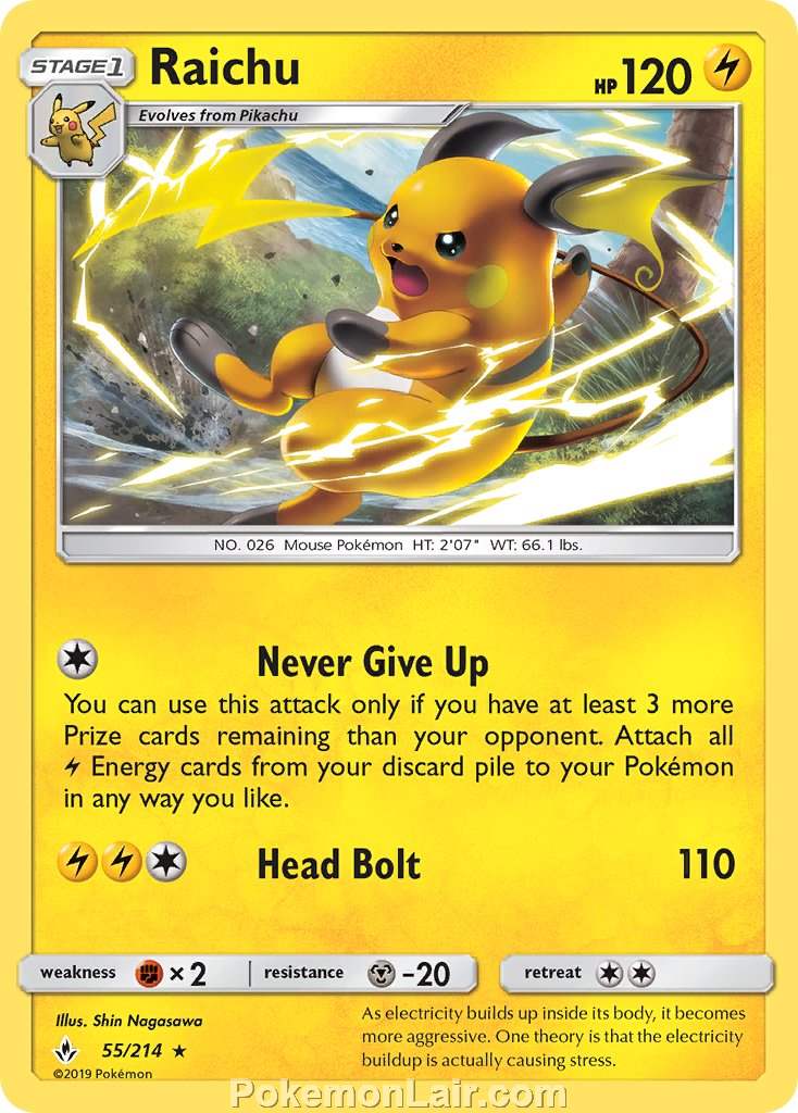 2019 Pokemon Trading Card Game Unbroken Bonds Price List – 55 Raichu