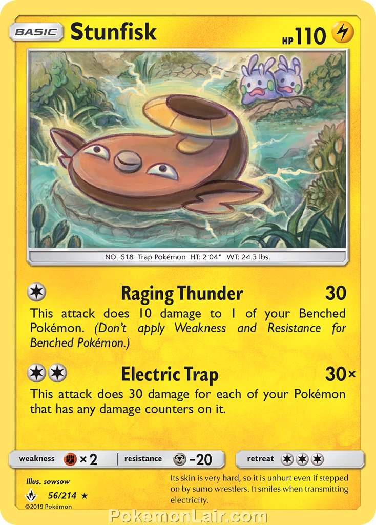 2019 Pokemon Trading Card Game Unbroken Bonds Price List – 56 Stunfisk