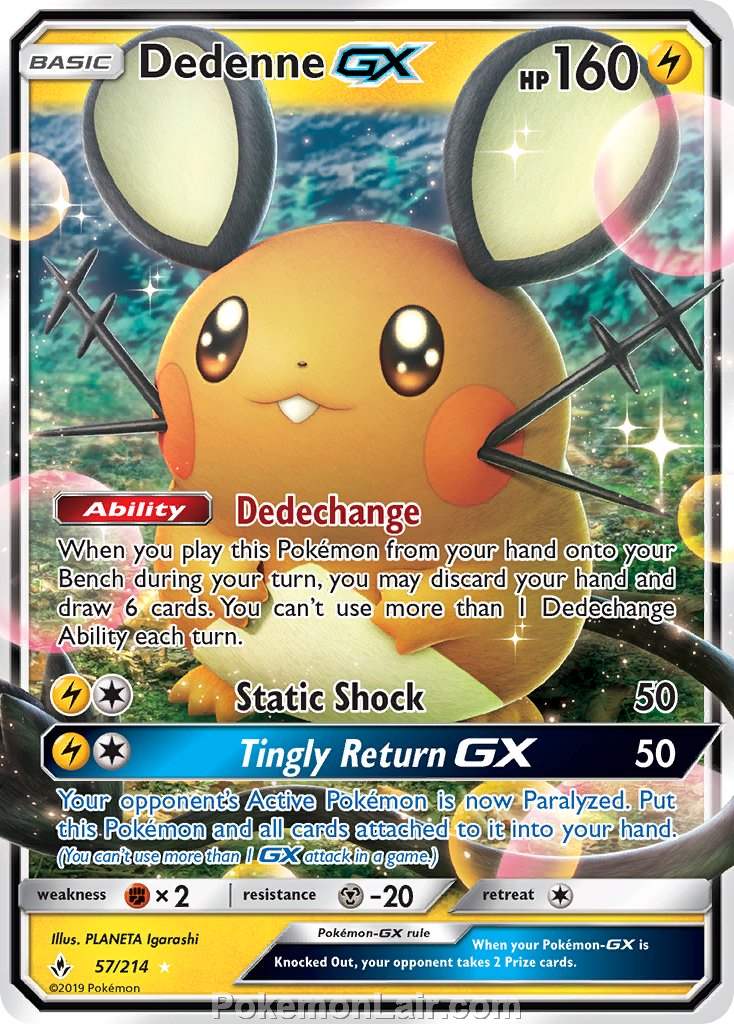 2019 Pokemon Trading Card Game Unbroken Bonds Price List – 57 Dedenne GX