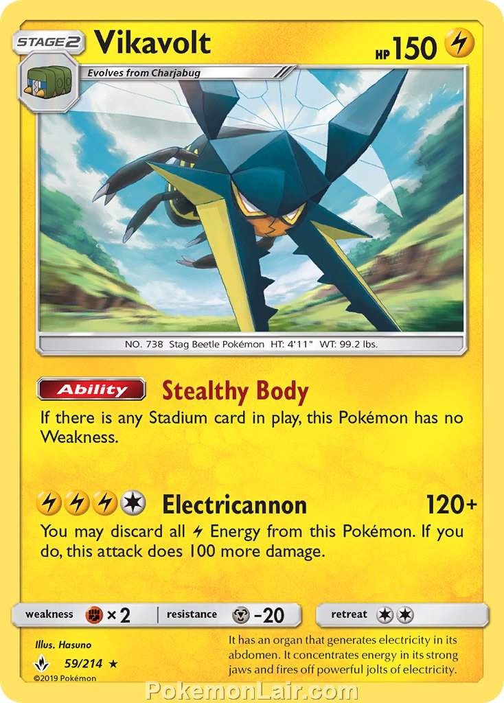 2019 Pokemon Trading Card Game Unbroken Bonds Price List – 59 Vikavolt