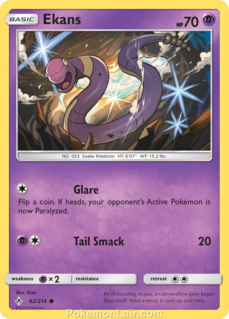 2019 Pokemon Trading Card Game Unbroken Bonds Price List – 62 Ekans