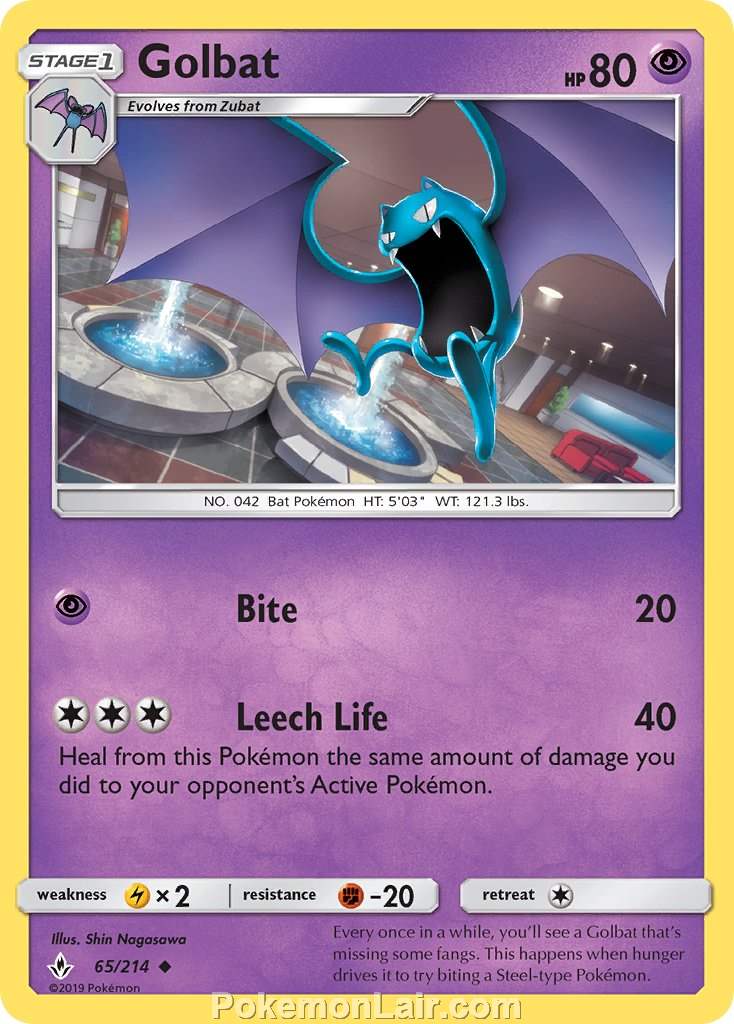 2019 Pokemon Trading Card Game Unbroken Bonds Price List – 65 Golbat