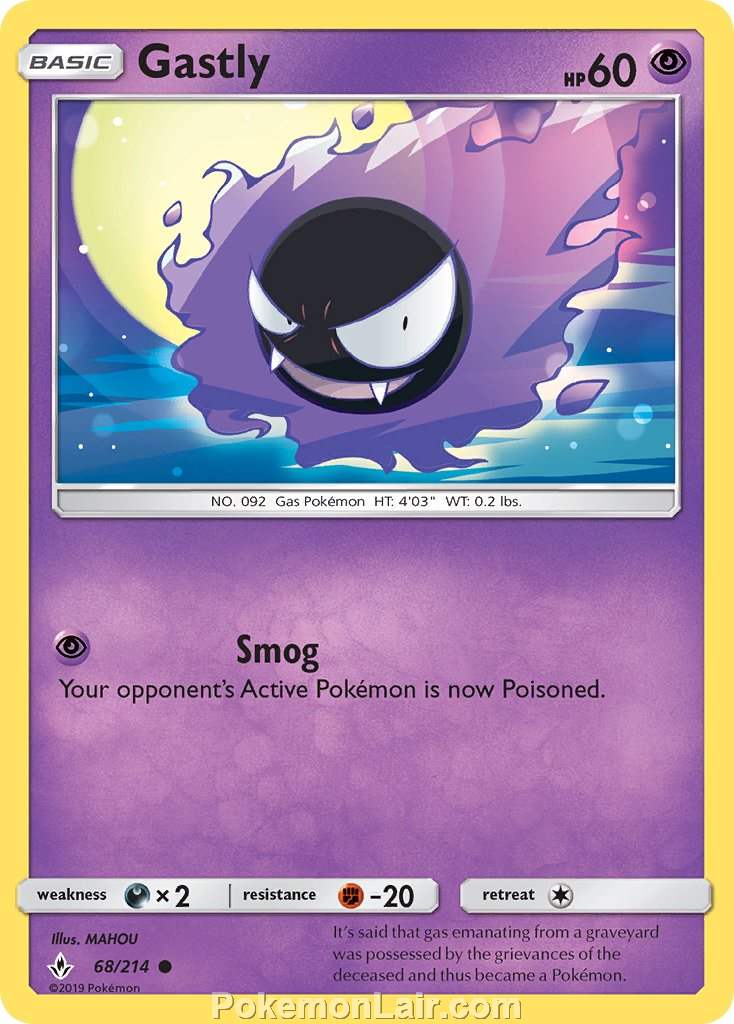 2019 Pokemon Trading Card Game Unbroken Bonds Price List – 68 Gastly