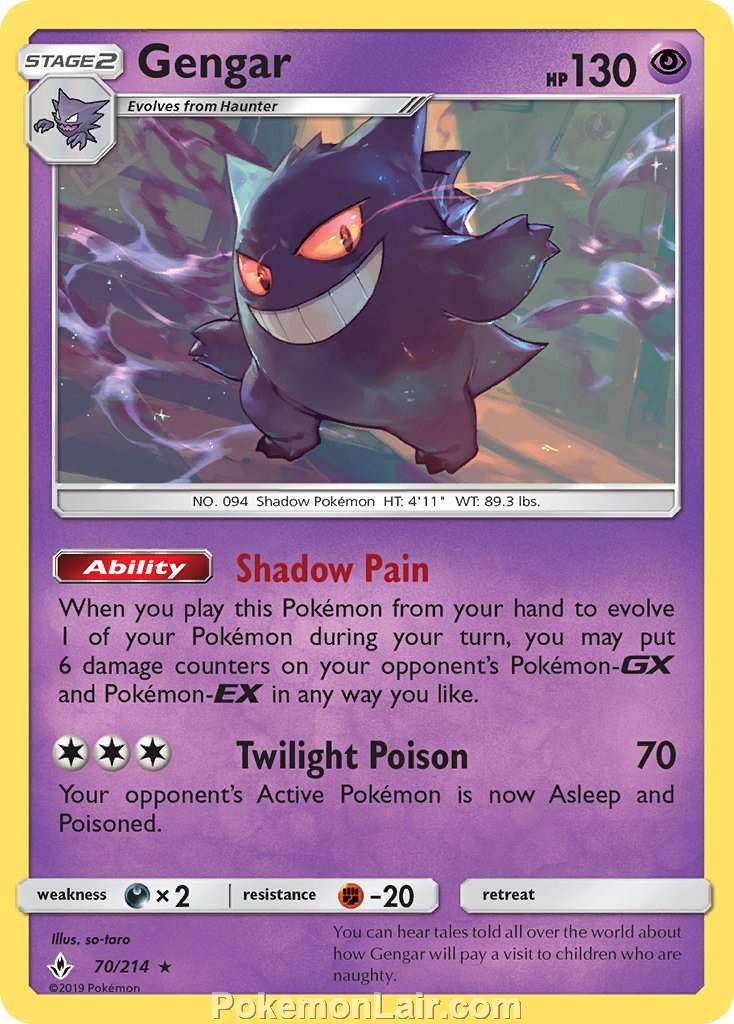 2019 Pokemon Trading Card Game Unbroken Bonds Price List – 70 Gengar