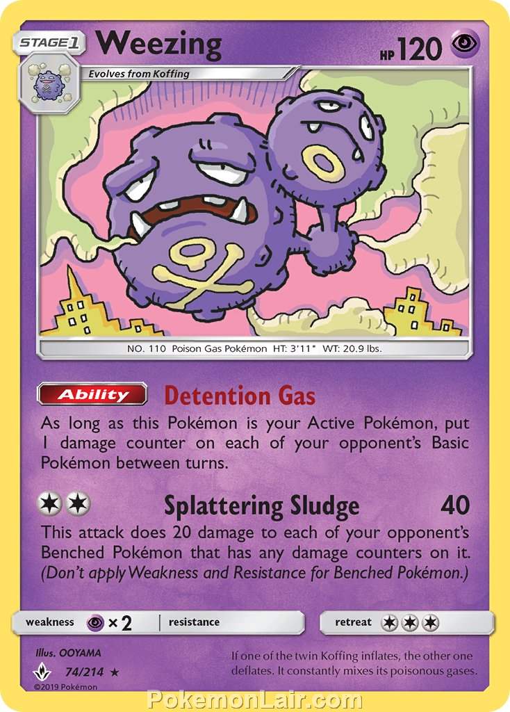 2019 Pokemon Trading Card Game Unbroken Bonds Price List – 74 Weezing