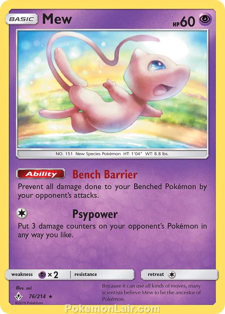 2019 Pokemon Trading Card Game Unbroken Bonds Price List – 76 Mew