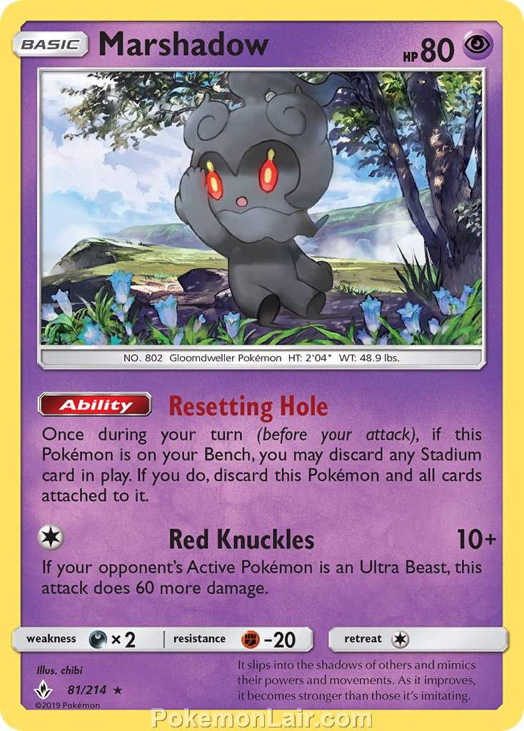 2019 Pokemon Trading Card Game Unbroken Bonds Price List – 81 Marshadow