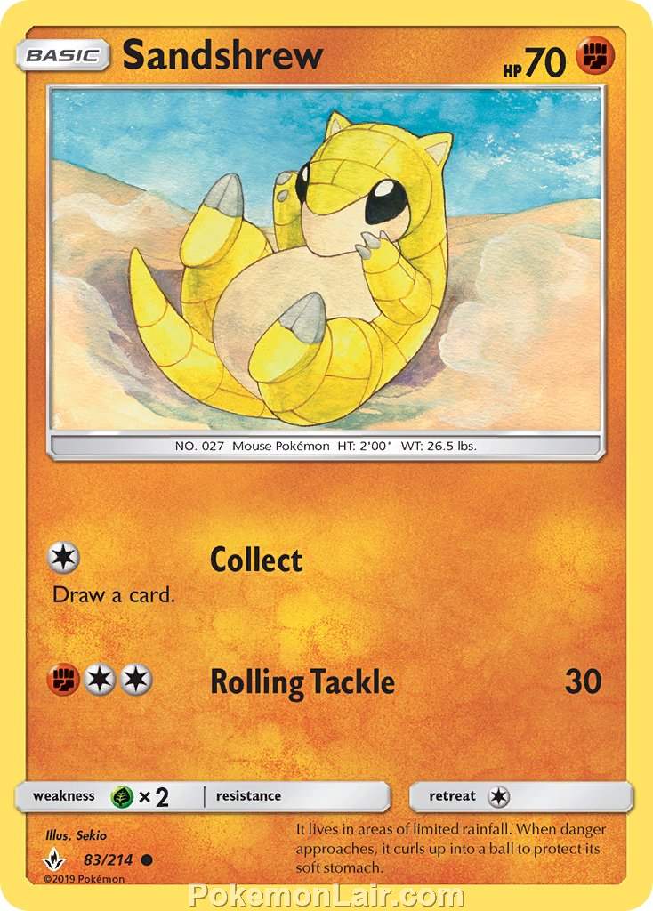 2019 Pokemon Trading Card Game Unbroken Bonds Price List – 83 Sandshrew