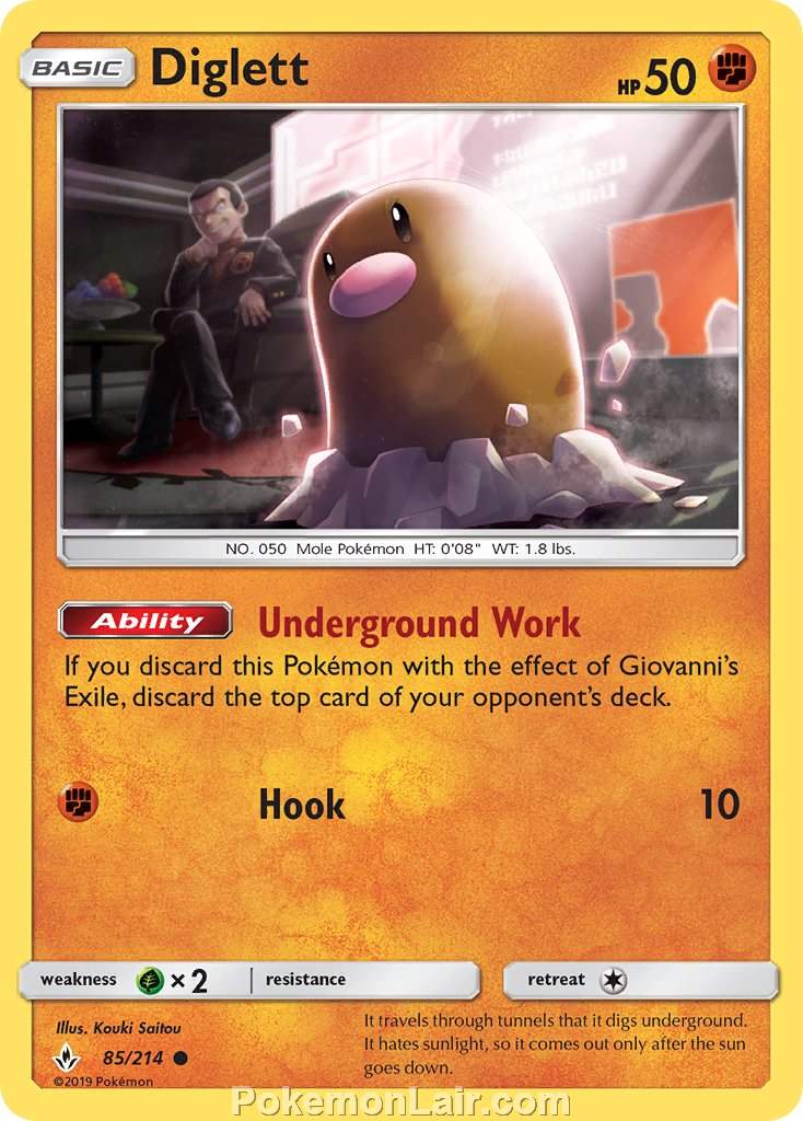 2019 Pokemon Trading Card Game Unbroken Bonds Price List – 85 Diglett