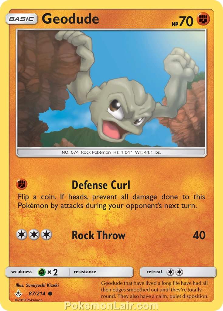 2019 Pokemon Trading Card Game Unbroken Bonds Price List – 87 Geodude