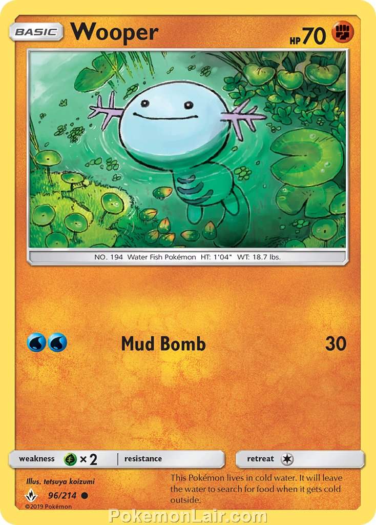 2019 Pokemon Trading Card Game Unbroken Bonds Price List – 96 Wooper