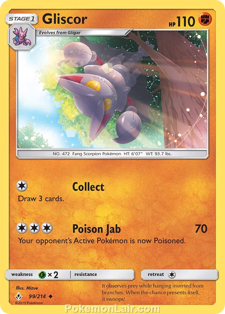 2019 Pokemon Trading Card Game Unbroken Bonds Price List – 99 Gliscor