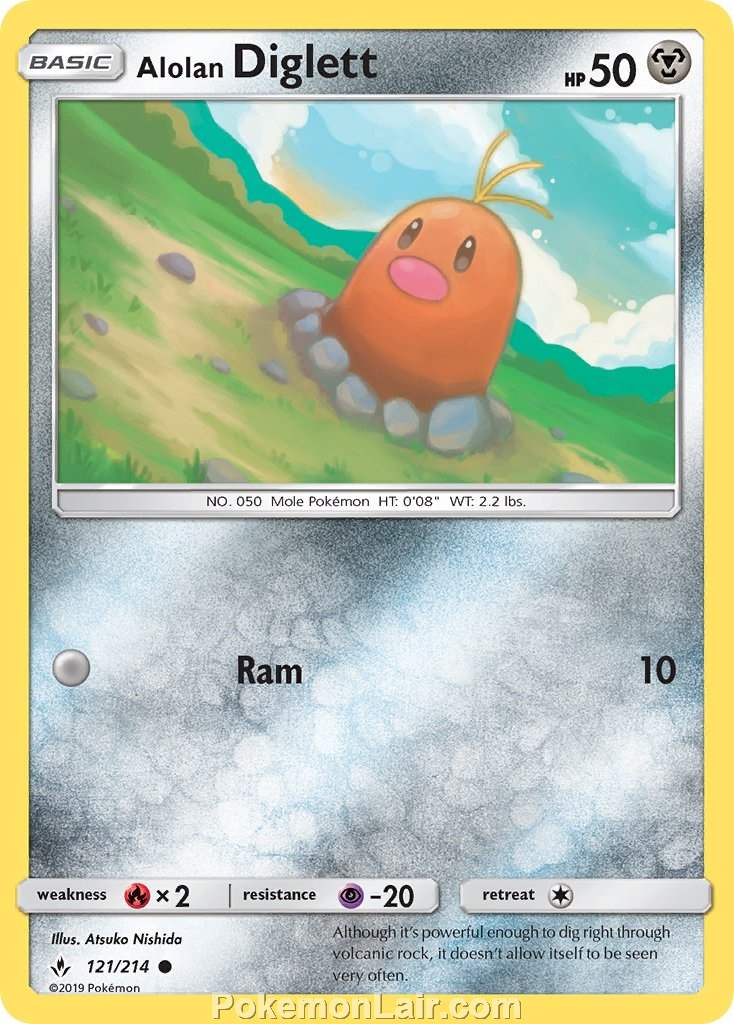 2019 Pokemon Trading Card Game Unbroken Bonds Set – 121 Alolan Diglett