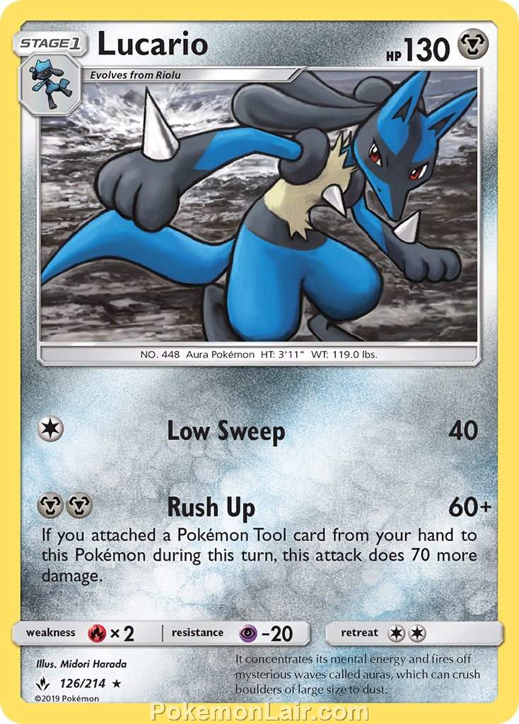 2019 Pokemon Trading Card Game Unbroken Bonds Set – 126 Lucario