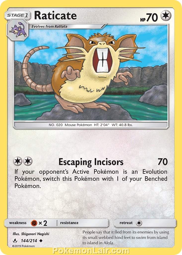 2019 Pokemon Trading Card Game Unbroken Bonds Set – 144 Raticate