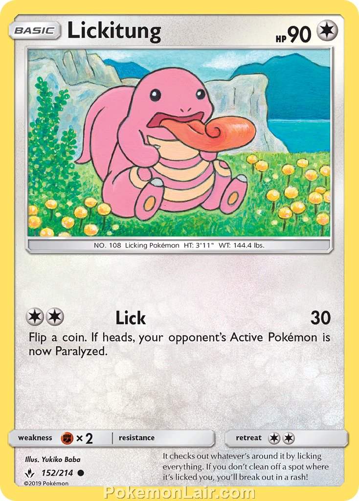 2019 Pokemon Trading Card Game Unbroken Bonds Set – 152 Lickitung