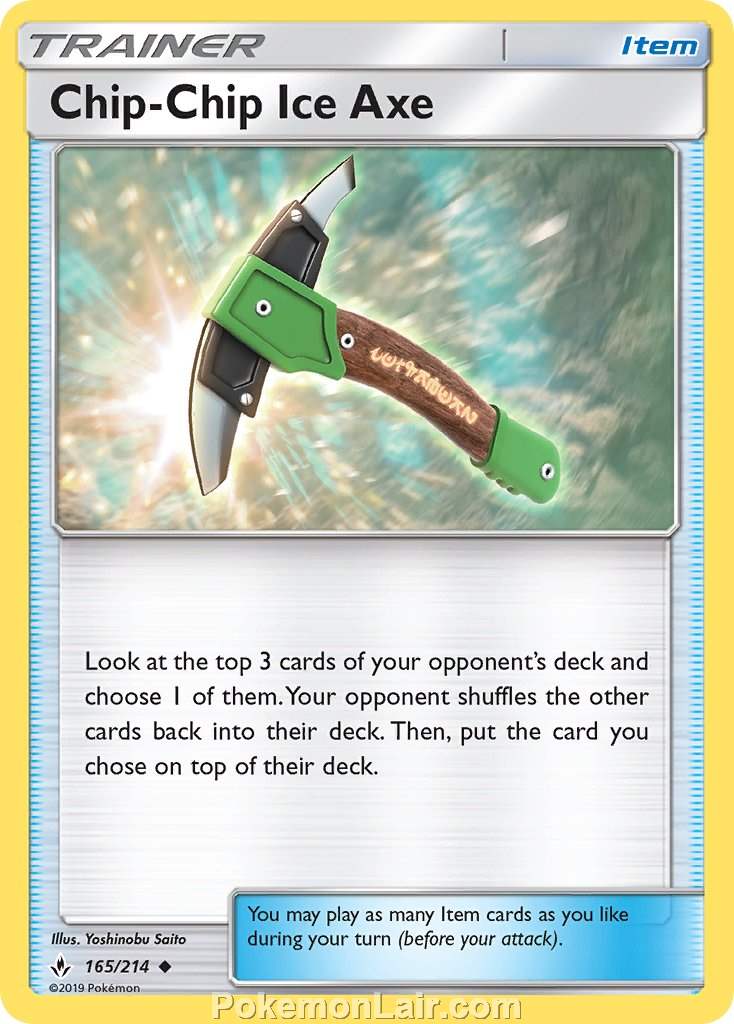 2019 Pokemon Trading Card Game Unbroken Bonds Set – 165 Chip Chip Ice Axe