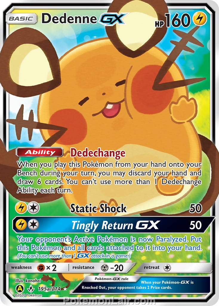 2019 Pokemon Trading Card Game Unbroken Bonds Set – 195a Dedenne GX Ya