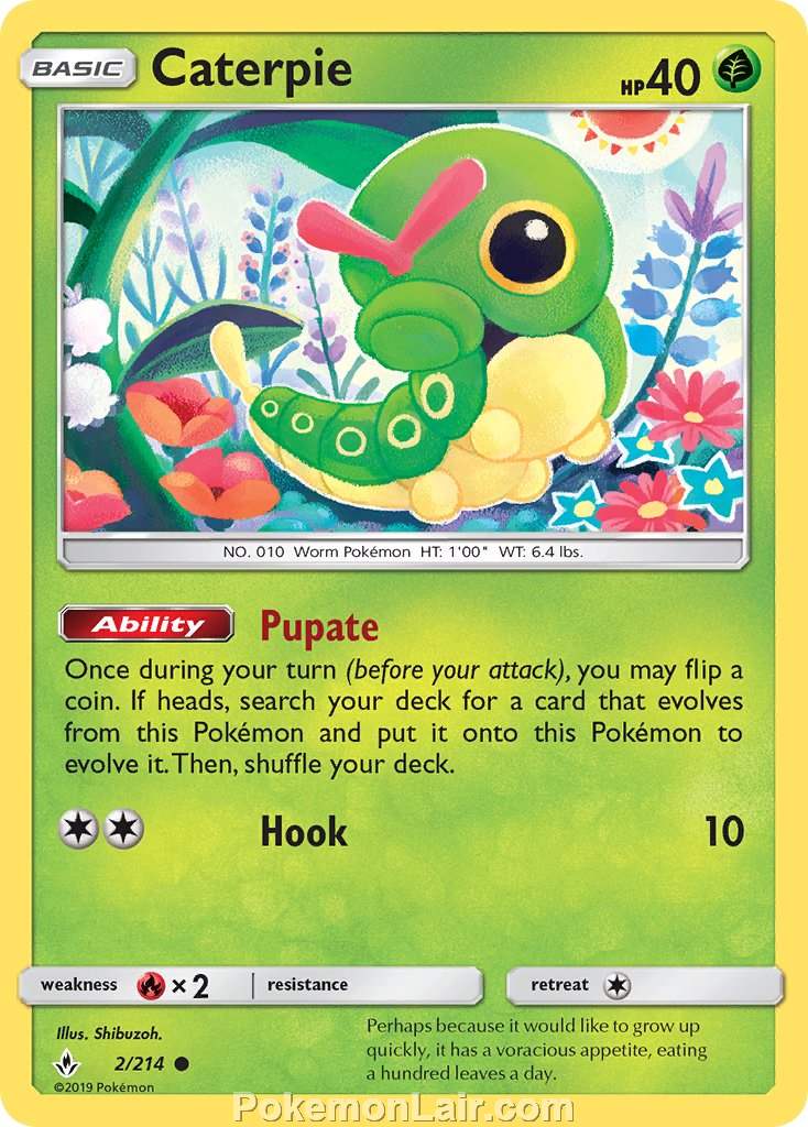 2019 Pokemon Trading Card Game Unbroken Bonds Set – 2 Caterpie