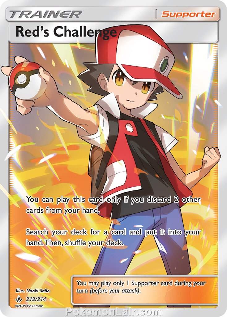 2019 Pokemon Trading Card Game Unbroken Bonds Set – 213 Reds Challenge