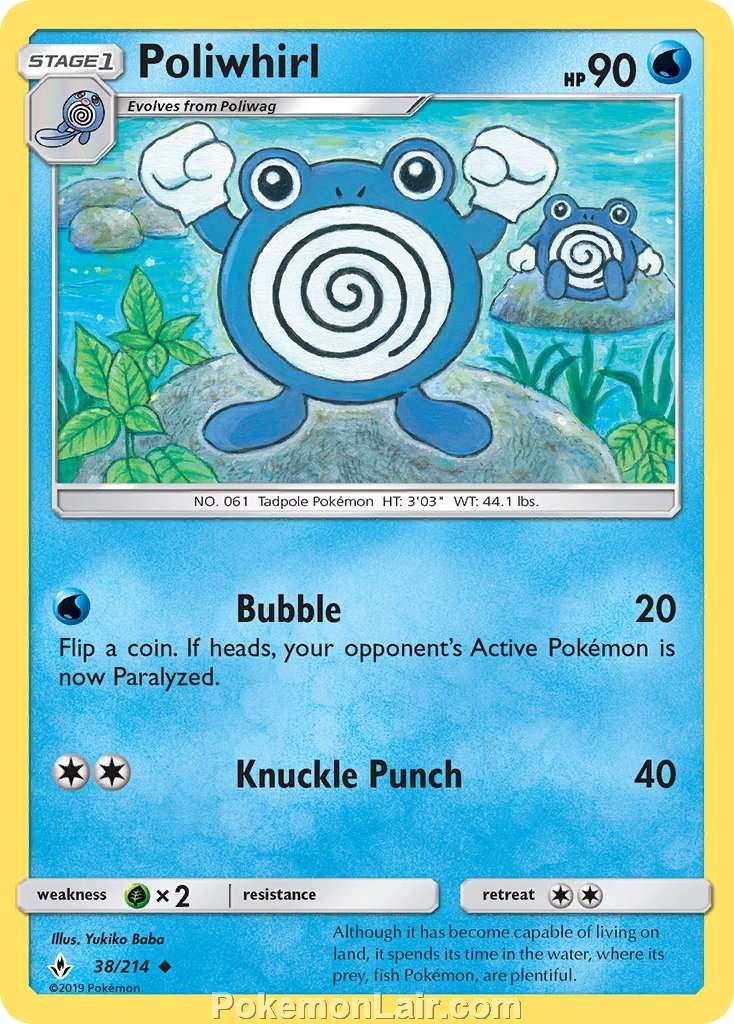 2019 Pokemon Trading Card Game Unbroken Bonds Set – 38 Poliwhirl