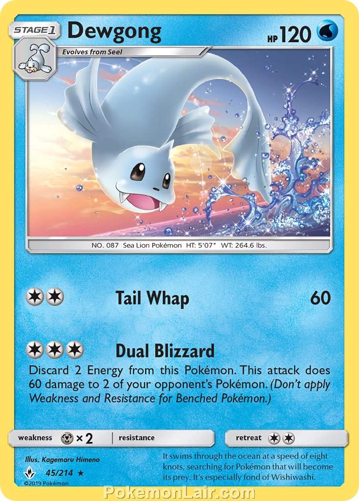 2019 Pokemon Trading Card Game Unbroken Bonds Set – 45 Dewgong