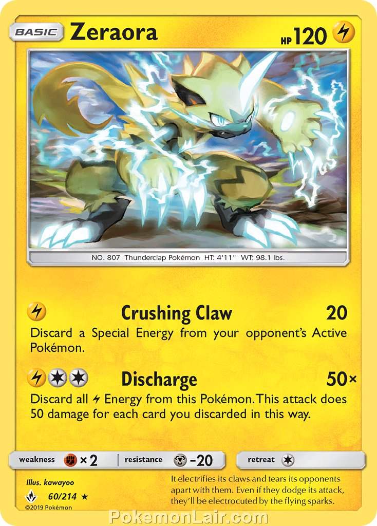 2019 Pokemon Trading Card Game Unbroken Bonds Set – 60 Zeraora