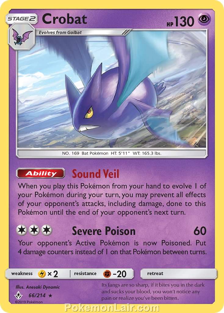 2019 Pokemon Trading Card Game Unbroken Bonds Set – 66 Crobat