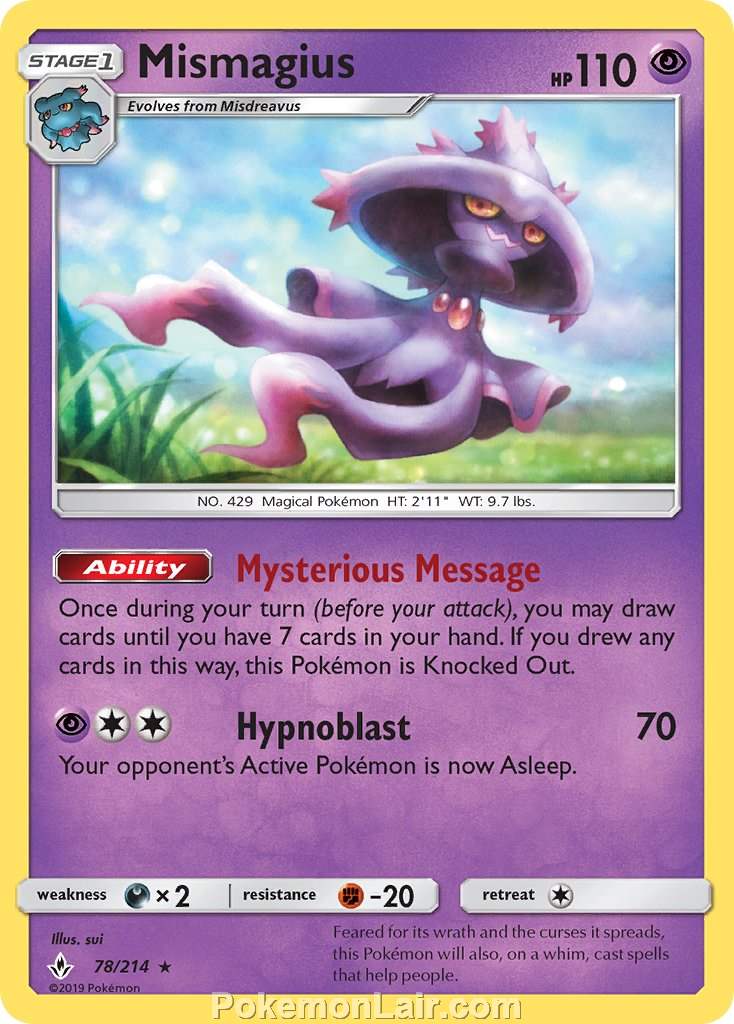 2019 Pokemon Trading Card Game Unbroken Bonds Set – 78 Mismagius