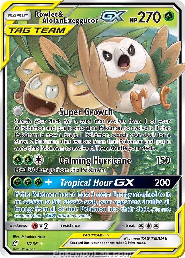 2019 Pokemon Trading Card Game Unified Minds Price List – 1 Rowlet Alolan Exeggutor GX